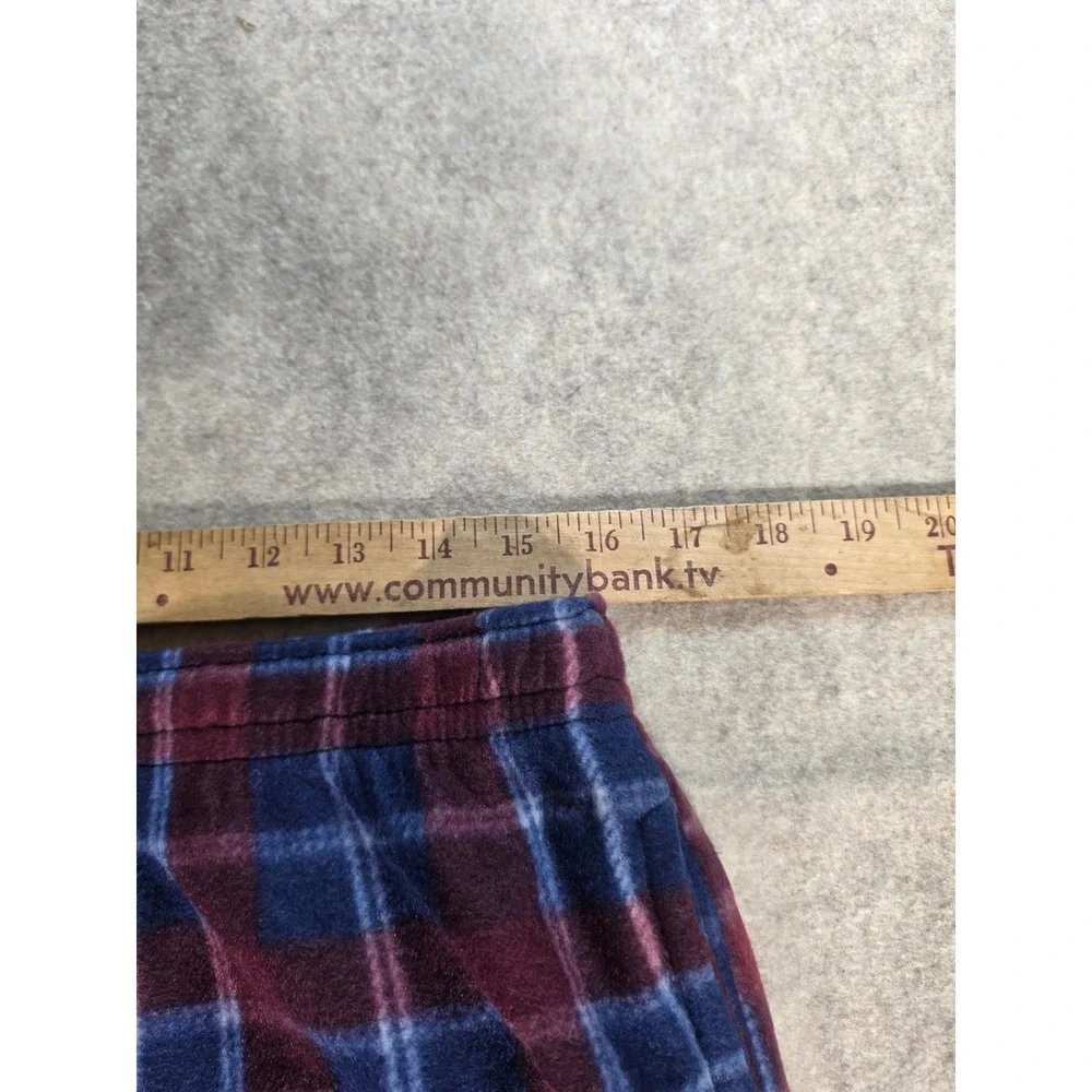 Daresay Mens Fleece Pajama Pants XL Blue Burgundy Plaid Lounge Sleepwear